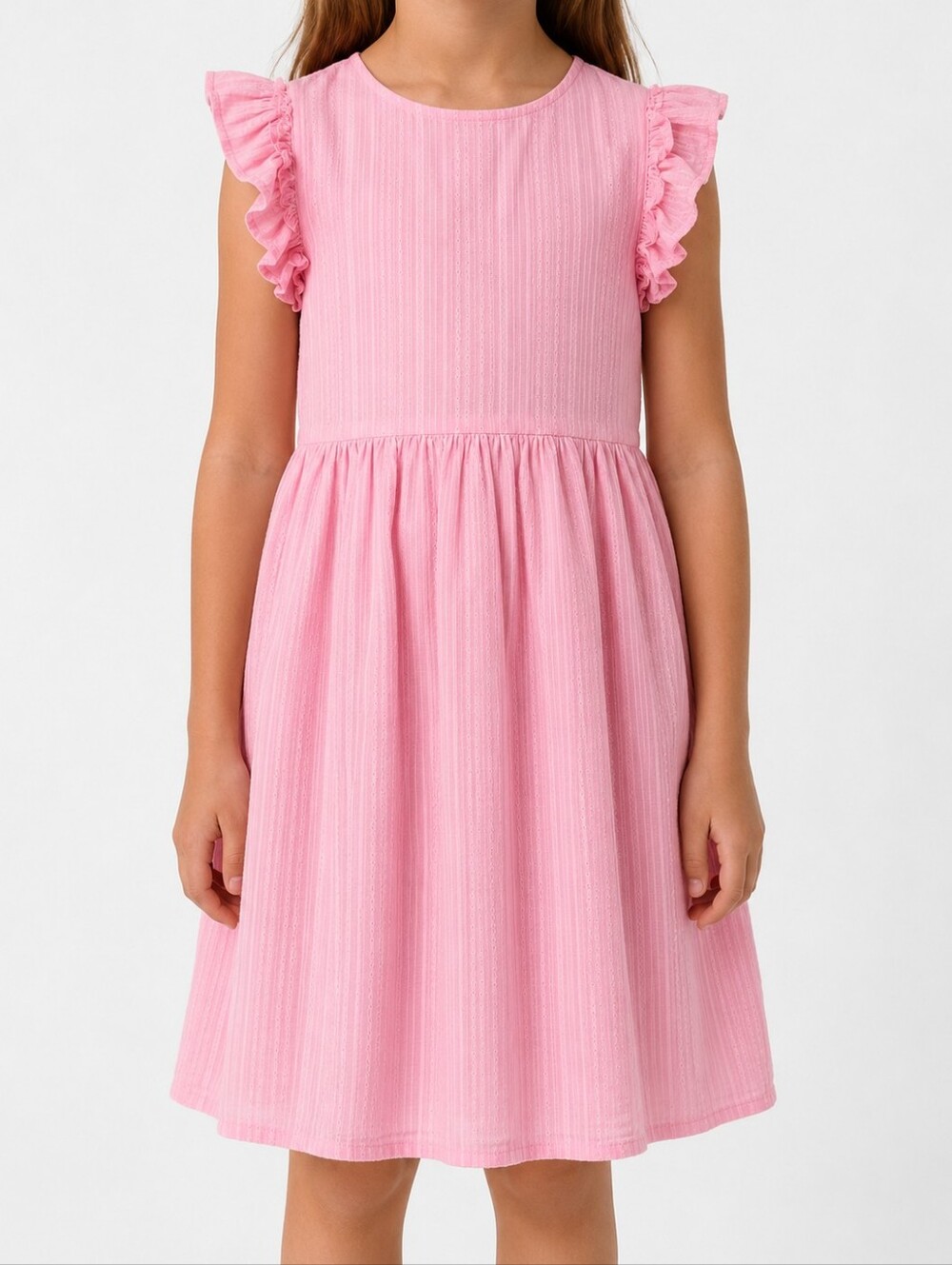 Crewcuts J.Crew Girls Pink Ruffle Dress Size 10 NWT Cotton Bow Button Flutter